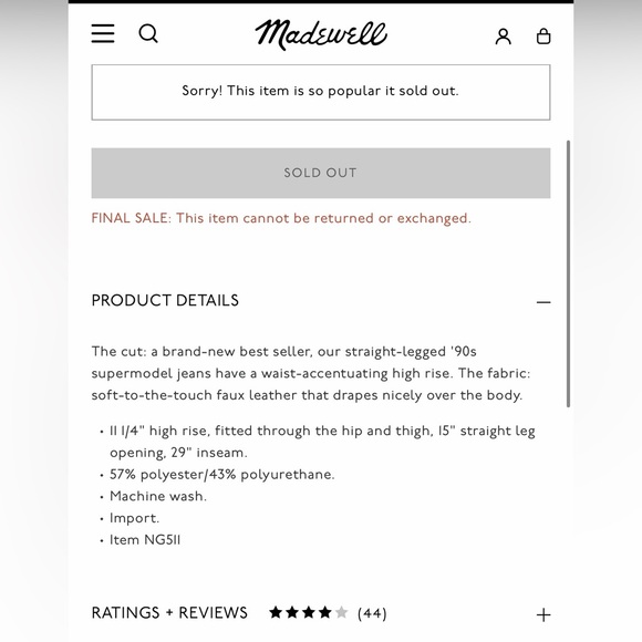 Madewell The Perfect Vintage Straight Jean Faux Leather Edition Size 30 - Picture 16 of 16